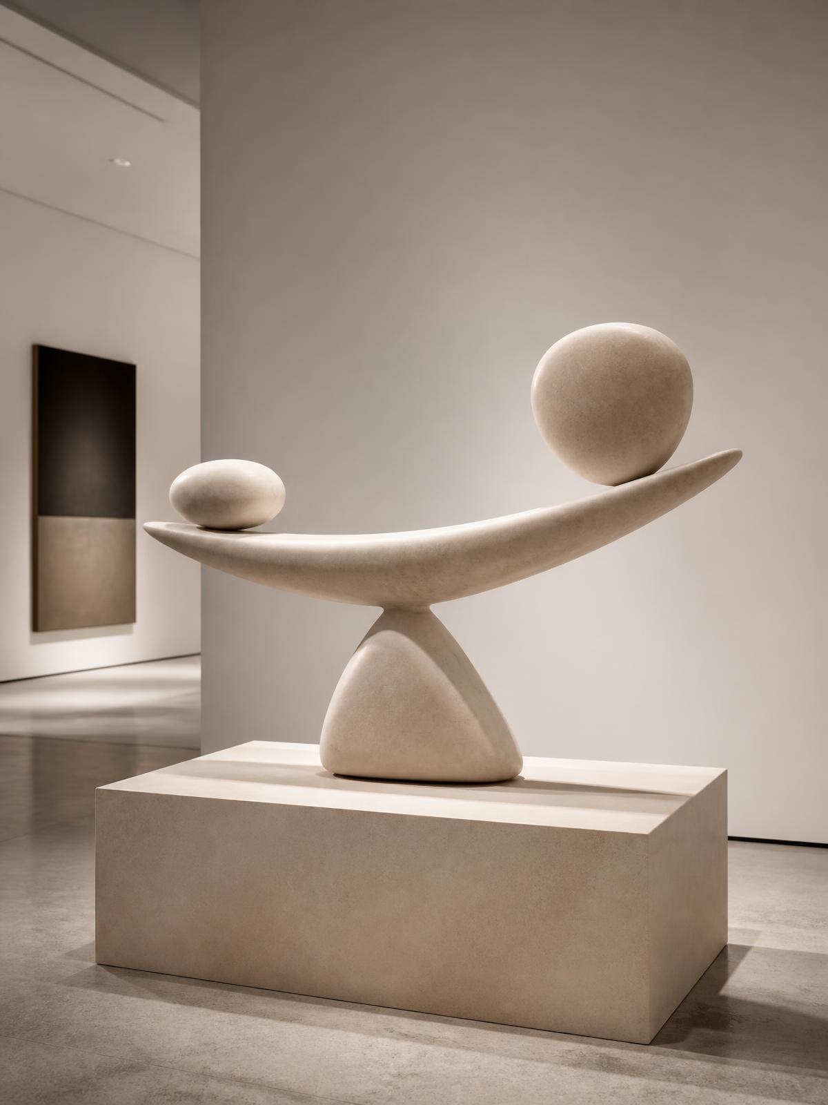 Abstract stone sculpture representing balance and weightlessness